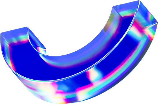 3D Holographic Glass Half Circle